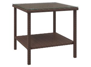 8720845679040 - Bonnevie - BeistelltischKaffeetisch Braun 45x45x45 cm Poly Rattan und Hartglas vidaXL