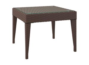 8720845679088 - Bonnevie - BeistelltischKaffeetisch Braun 50x50x38 cm Poly Rattan und Hartglas vidaXL