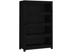 8720845556396 - Bonnevie - BücherregalStandregal Schwarz 80x35x126 cm Massivholz Kiefer vidaXL