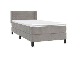 8720287327707 - BoxspringbettSchlafzimmerbett mit Matratze Hellgrau 90x200 cm Samt vidaXL