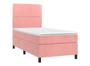 8720287395768 - Vidaxl - Boxspringbett mit Matratze & led Rosa 100x200 cm Samt