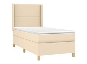 8720287353799 - Boxspringbett mit Matratze & LED Creme 90x200 cm Stoff vidaXL