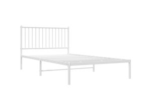 8720845721695 - Bonnevie - BettgestellSchlafzimmerbett mit Kopfteil Metall Weiß 107x203 cm vidaXL