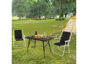 4063425152668 - Klappstuhl Gartenstuhl 4er-Set Klappbarer Kunststoff-Stuhl Campingstuhl Faltbar für Garten & Camping Angelstuhl Faltstuhl Leichter Schwarz - Woltu