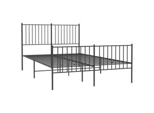 8720845721237 - Bonnevie - BettgestellSchlafzimmerbett mit Kopf- und Fußteil Metall Schwarz 135x190 cm vidaXL