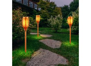 9007371473946 - - Garten Deko Solarlampe Solarlampen für Außen Erdspiess Gartenleuchten Solar mit Erdspieß kupfer Akku 6-8h12x led DxH 75x51 cm 3er Set