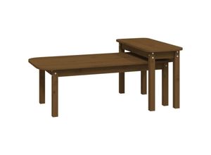 8720287208624 - Bonnevie - 2-tlg Couchtische Kaffeetisch Honigbraun Massivholz Kiefer vidaXL