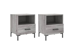 8720845910280 - Bonnevie - 2er-Set NachttischeBeistelltische Grau Sonoma 40x35x475 cm Holzwerkstoff vidaXL