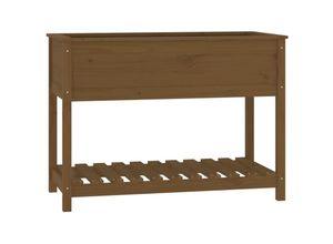 8720845677626 - Bonnevie - PflanzkübelBlumenkasten mit Ablage Honigbraun 1115x54x81 cm Kiefernholz vidaXL