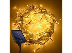 0762418239792 - Solar-Lichterketten 10m 400 LEDs Solar Lichterkette Außen Lichterwand Lichtervorhang mit Fernbedienung Warmweiß Solarlichterkette 8 Leuchtmodi Hengmei