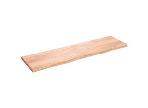 8720845835811 - Bonnevie - TischplatteSchreibtischplatte Hellbraun 220x60x6 cm Massivholz Eiche Behandelt vidaXL