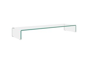 8718475530039 - Bonnevie - TV-Tisch Bildschirmerhöhung TV-Aufsatz Glas Transparent 110x30x13 cm vidaXL