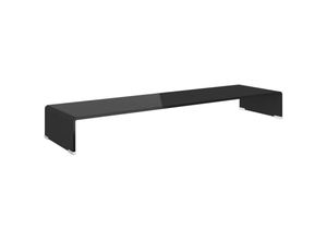 8718475530114 - TV-Tisch Bildschirmerhöhung TV-Aufsatz Glas Schwarz 110x30x13 cm vidaXL