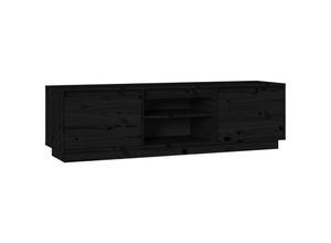 8721012264212 - Bonnevie - TV-Schrank Schwarz 140x35x40 cm Massivholz Kiefer vidaXL541835