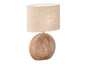 4003694506083 - Fischer&honsel - Tischleuchte Nachttischlampe Beistellleuchte E14 Keramik Holzoptik Textil sand