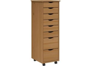 8720845924898 - Bonnevie - Rollschrank mit Schubladen moss Honigbraun Massivholz Kiefer vidaXL403482