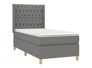 8720287357032 - Bonnevie - BoxspringbettSchlafzimmerbett mit Matratze & led Dunkelgrau 100x200 cm Stoff vidaXL