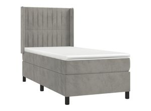 8720287345442 - Bonnevie - BoxspringbettSchlafzimmerbett mit Matratze Hellgrau 90x190 cm Samt vidaXL