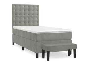 8720845540715 - Bonnevie - BoxspringbettSchlafzimmerbett mit Matratze Hellgrau 90x200 cm Samt vidaXL