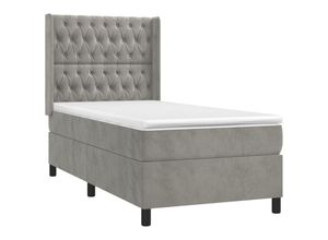 8720287345985 - Bonnevie - BoxspringbettSchlafzimmerbett mit Matratze Hellgrau 80x200 cm Samt vidaXL 8720287345985 - Bonnevie - BoxspringbettSchlafzimmerbett mit Matratze Hellgrau 80x200 cm Samt vidaXL