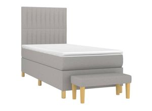 8720845532956 - Bonnevie - BoxspringbettSchlafzimmerbett mit Matratze Hellgrau 90x200 cm Stoff vidaXL