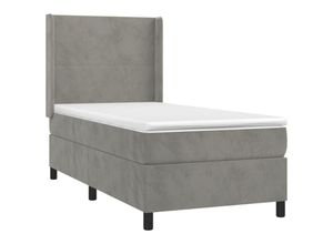 8720287342984 - Bonnevie - BoxspringbettSchlafzimmerbett mit Matratze Hellgrau 80x200 cm Samt vidaXL