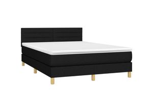 8720287453635 - Jinlefu - Boxspringbett mit Matratze Schwarz 140x200 cm Stoff vidaXL