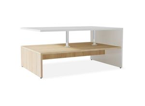 8718475583615 - Bonnevie - Couchtische Kaffeetisch Holzwerkstoff 90x59x42 cm Eiche und Weiß vidaXL