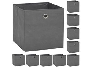 8718475586692 - Bonnevie - 10 Stk AufbewahrungsboxenWerkzeugaufbewahrung Vliesstoff 32 x 32 x 32 cm Grau vidaXL