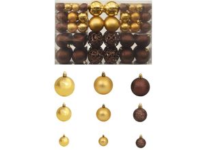 8718475586128 - Bonnevie - 100-tlg Weihnachtskugel-SetChristbaumschmuck Weihnachtsbaumschmuck 3 4 6 cm Braun Bronze Golden vidaXL