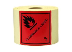 4056705700383 - Transpak - Etiketten Maße 100x100mm Papier rot Aufdruck Flammable Liquid