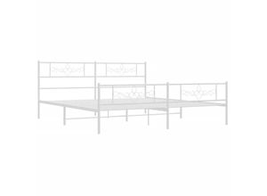 8721012047976 - Bonnevie - BettgestellSchlafzimmerbett mit Kopf- und Fußteil Metall Weiß 193x203 cm vidaXL