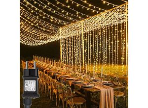 3802293621279 - x 3 m Lichtervorhang 600 LEDs warmweiße Lichtgirlande 8 Modi Weihnachten für Pergola Garten Außen- und Innendekoration