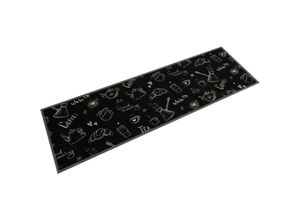 8721012918603 - Vidaxl - Küchenteppich Waschbar Morning Schwarz 45x150 cm Samt Schwarz