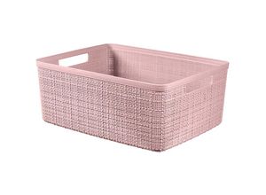 3253924841434 - CURVER JUTE RECYCLING Aufbewahrungskorb 12 Liter Aufbewahrungskiste mit zwei Griffen und Jute Optik Farbe rosa