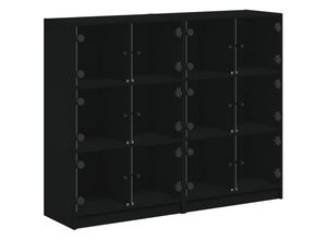 8721012216013 - Vidaxl - Bücherregal mit Türen Schwarz 136x37x109 cm Holzwerkstoff Schwarz