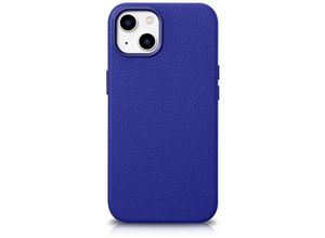 6975092685425 - Magnetische Lederhülle für iPhone 14 mit MagSafe Litchi Premium Lederhülle in Marineblau