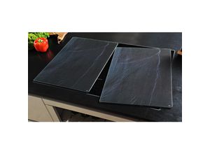 4000270920875 - Herdblende- Abdeckplatte KESPER FOR KITCHEN & HOME Herdabdeckplatten Gr B H 50 cm x 385 cm 2 tlg schwarz Küchendekoration Herdabdeckplatten