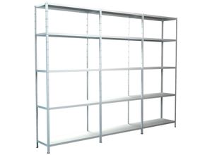 4058255070633 - Steckregal Stecksystem Grund- und 2x Anbauregale Regale Metall weiß 2000x2800x350 mm 15 Böden Gr B H T 280 cm x 200 cm x 35 cm weiß Werkstatt-Regale