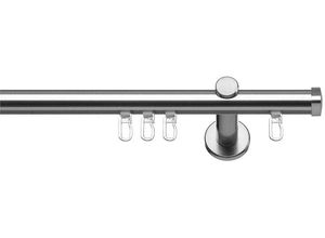 4042627331682 - Gardinenstange INDEKO Consul Gardinenstangen Gr L 370 cm Ø 16 mm 1 läufig silberfarben (edelstahlfarben) Gardinenstangen nach Maß Innenlauf Komplett-Set inkl Gleitern und Montagematerial