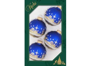 0024762728255 - Weihnachtsbaumkugel KREBS GLAS LAUSCHA Bethlehem Weihnachtsdeko Christbaumschmuck Christbaumkugeln Glas Weihnachtsbaumkugeln goldfarben (blau goldfarben) Weihnachtsbaumkugeln Weihnachtsdekoration Weihnachtskugel Weihnachtskugeln ÃƒËœ ca 7 cm