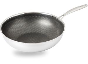 4260759870149 - Wok HENSSLER SCHNELLE NUMMER Pfannen Gr Ø 28 cm + Höhe 125 cm silberfarben (edelstahlfarben) Woks Wabenstruktur und Antihaftbeschichtung Induktion Ø 28 cm Bestseller