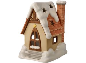 4005169358968 - Windlicht GOEBEL Winterwald Weihnachtsdeko beige (bunt) Kerzenhalter B H 12cm x 17cm Steingut Steingut Lichterhaus B12cm H17cm