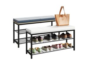 4051814436826 - Schuhregal Schuhregal Maße ca H 48 x B 90 x T 30 cm Sitzbank im Industrie Style Design Schuhbank - Taliro Gr 90 weiß B90cm H48cm T30cm Metall Holz Spanplatte Holzwerkstoff Regale