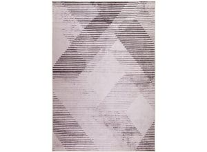 4251682220545 - Teppich Rosa 140 x 200 cm Hochflor Geometrisches Muster Abstrakt Rechteckig Bedruckt Modern - Rosa