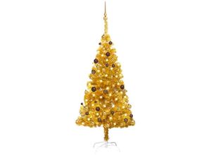 8720286496053 - Bonnevie - Künstlicher WeihnachtsbaumKunstbaum mit LEDs & Kugeln Golden 150 cm pet vidaXL