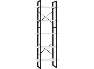 8720286649343 - Bonnevie - BücherregalStandregal 5 Fächer Weiß 60x30x175 cm Holzwerkstoff vidaXL