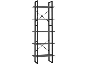 8720286649367 - Bonnevie - BücherregalStandregal 5 Fächer Grau 60x30x175 cm Holzwerkstoff vidaXL