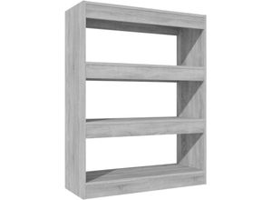 8720286844496 - Bonnevie - Bücherregal RaumteilerBücherschrank Grau Sonoma 80x30x103 cm Holzwerkstoff vidaXL