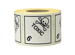 4056705700413 - Transpak - Etiketten Maße 100x100mm Papier weiß Aufdruck Toxic